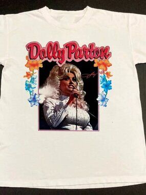 Dolly Parton Short Sleeve Band White T-shirt
